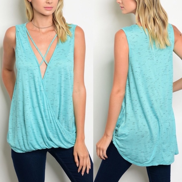 Aqua & Black Marled Crisscross Tunic - Picture 6 of 6